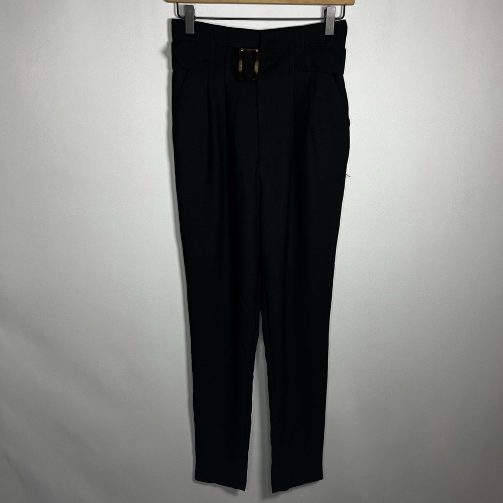 Streetwear Society Pants Women Size Small Black Belted‎ Pleat Front Trousers